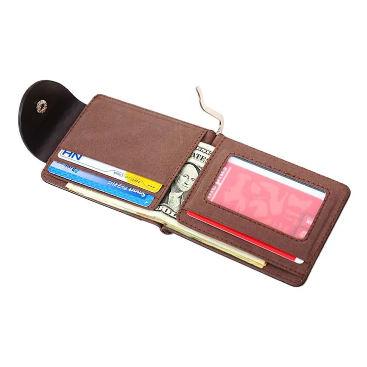 FGGS-Ultra-thin Slim Men Leather Money Clip Wallets ID Holder Brown |