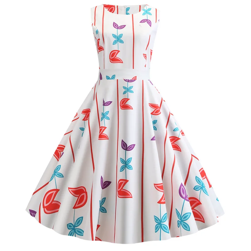 Женское Повседневное платье миди с цветочным принтом элегантное винтажное без