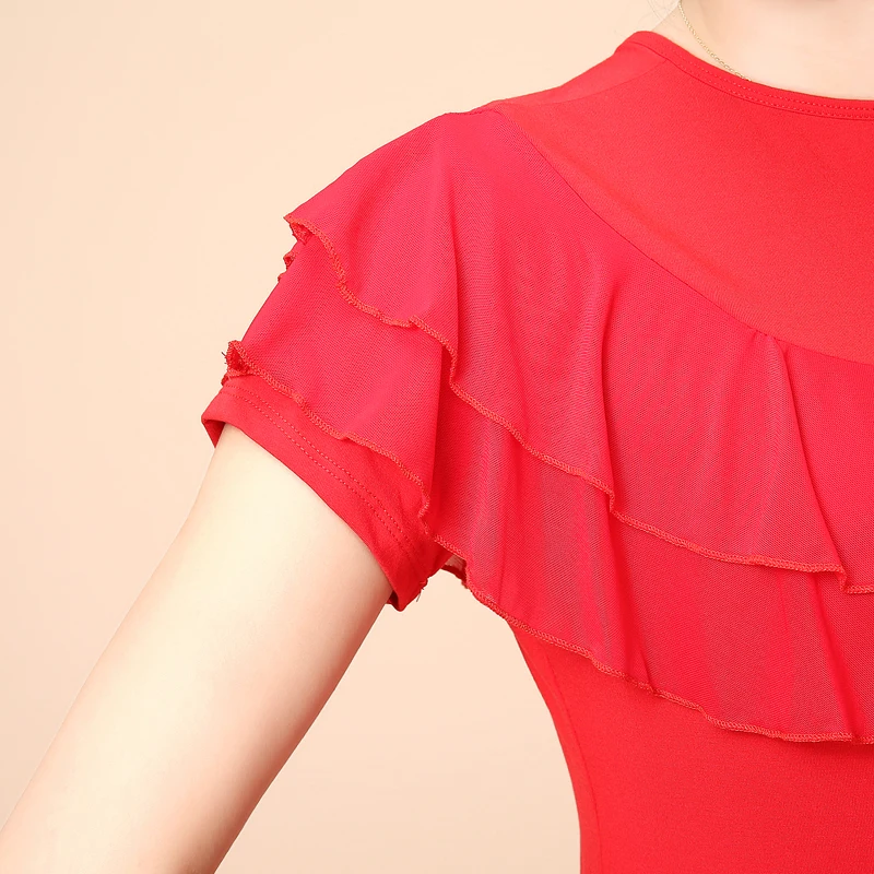 Топ женский для бальных танцев тренировочный топ с круглым вырезом