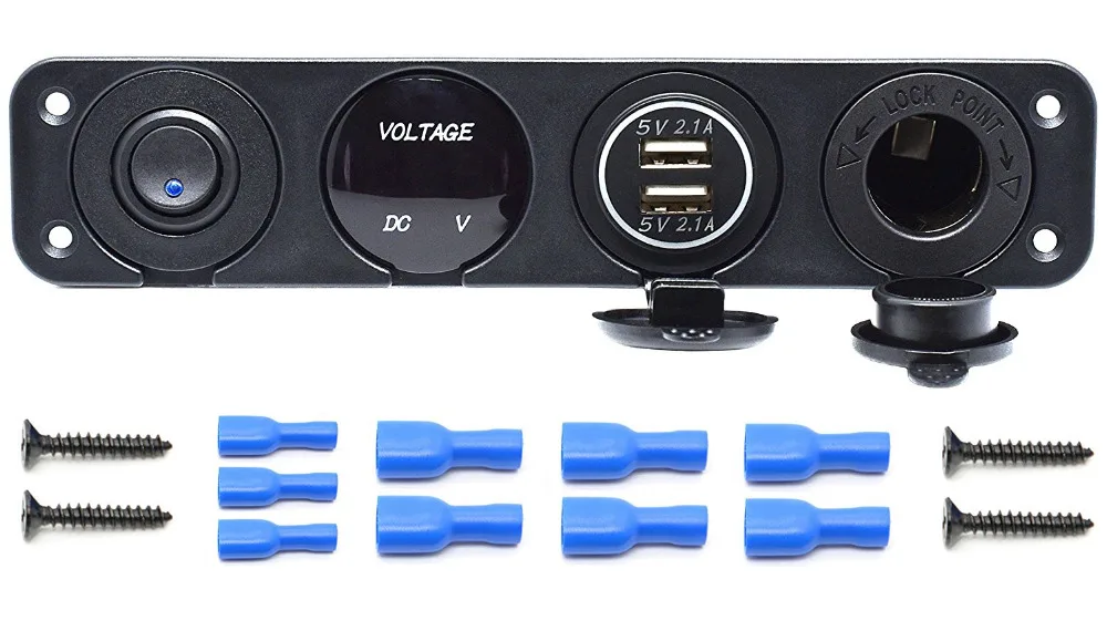Двойное зарядное устройство USB 4 2 а светодиодный вольтметр 12 в выключатель