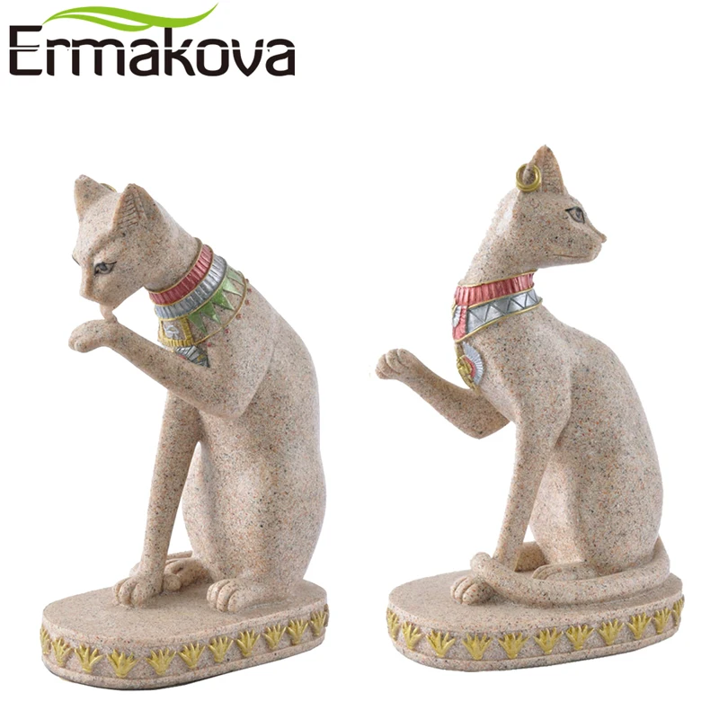Ермакова, статуя бастета из песчаника, египетский кот, фигурка Божья кошка, Древний Египет, натуральный песчаник, скульптура для рукоделия, домашний стол, Декор