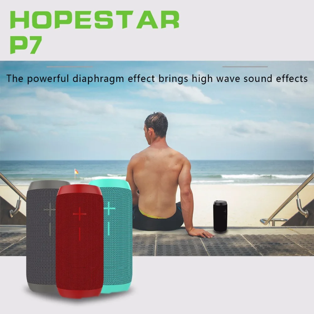 HOPESTAR P7 Портативный беспроводной водонепроницаемый Bluetooth динамик IPX6 Колонка коробка бас мини сабвуфер стерео громкий динамик зарядка мобильный