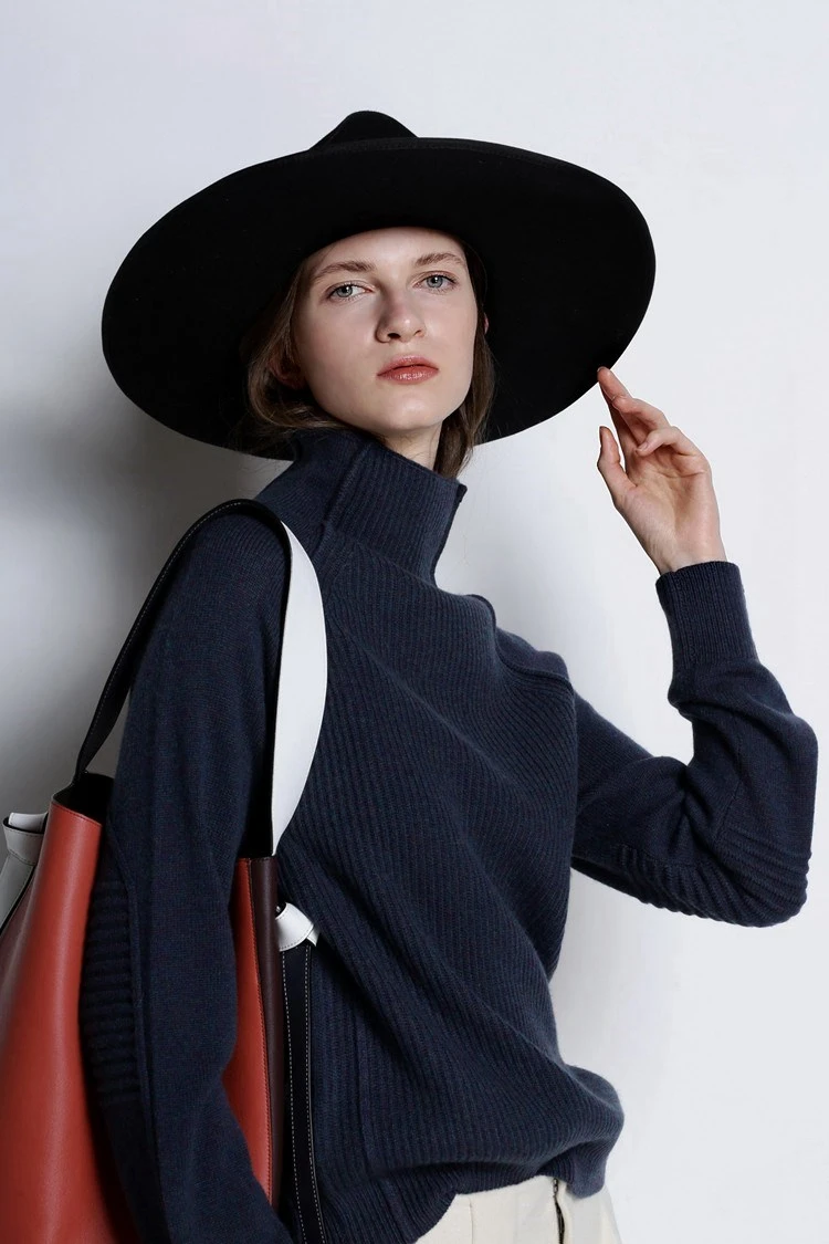 New Autumn and Winter Cashmere Sweater Women High-Collar Thickened Pullover Loose Large Size Knitted Wool Shirt | Женская одежда