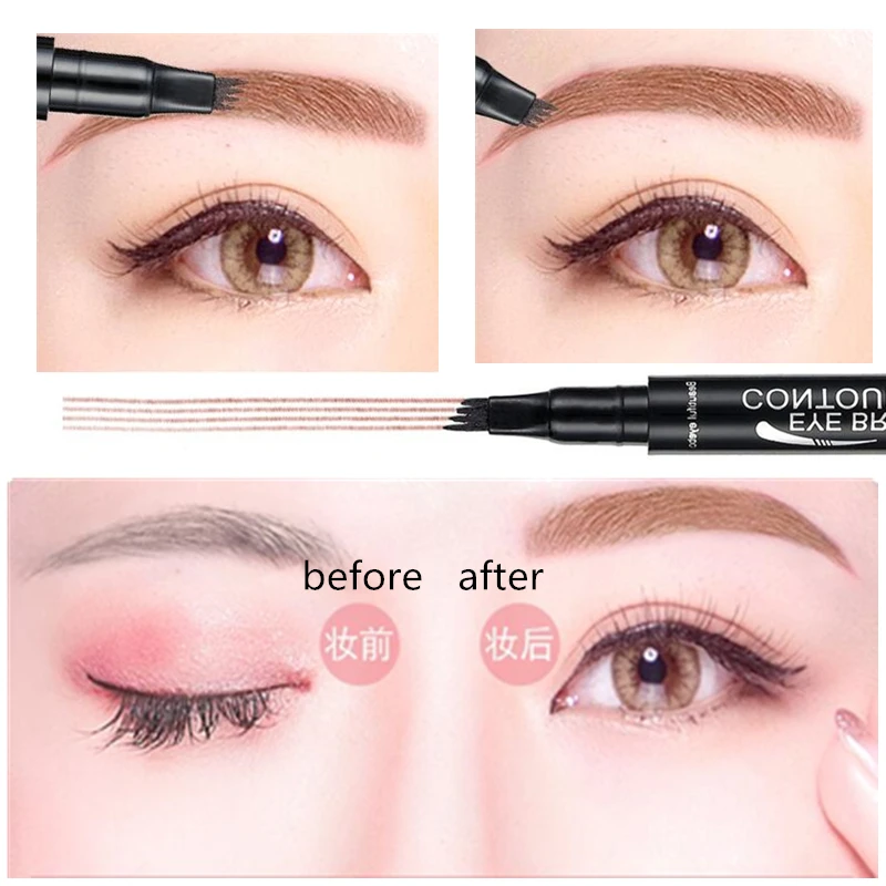 Макияж Жидкая татуировка бровей водостойкая вилка кончик Татуировка ручка 4