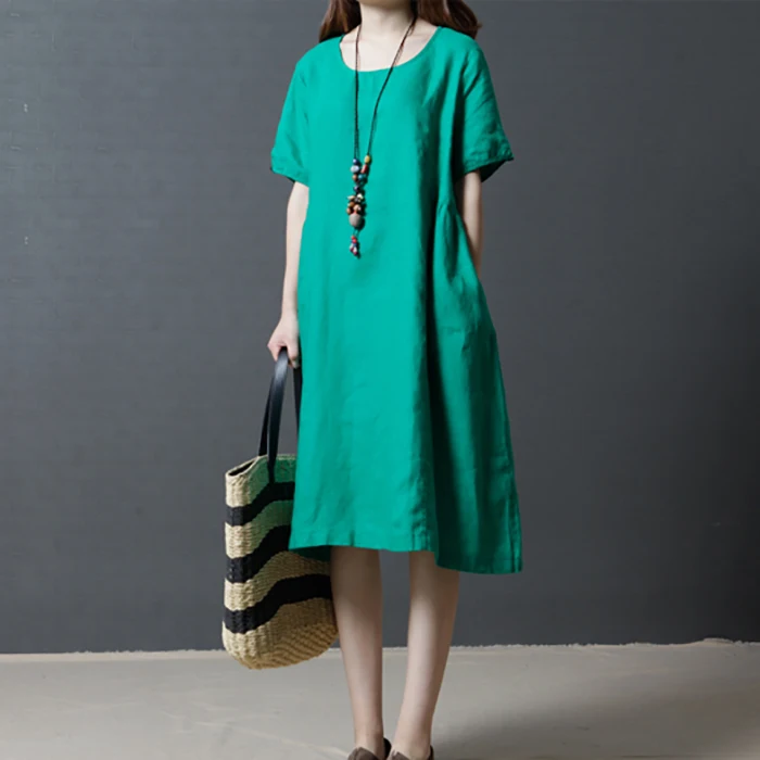 Повседневное однотонное летнее платье в стиле ретро новинка 2020 женское