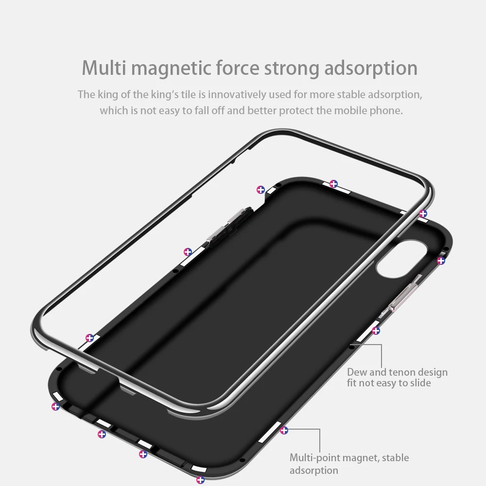 Роскошный Магнитный чехол-книжка для iPhone XS Max XR X 6 7 8 Plus, чехол из закаленного стекла