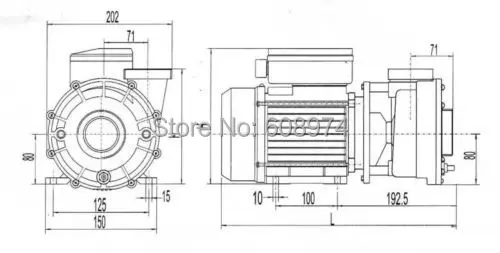 

LP200 LP 200 LX pump 2 HP 1.5 KW spa hot tub single speed 2" with fittings