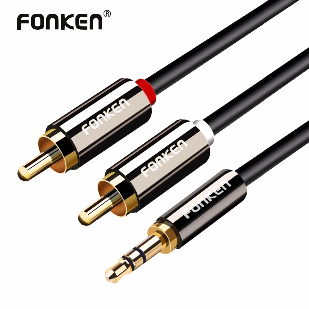 Аудиокабель FONKEN RCA 2RCA на 3 5 мм штекер AUX кабель аудио сплиттер 1 м 2 для усилителя