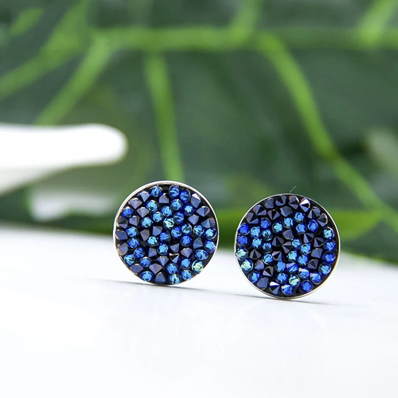 Фото Круглые серьги-гвоздики с кристаллами Swarovski №2