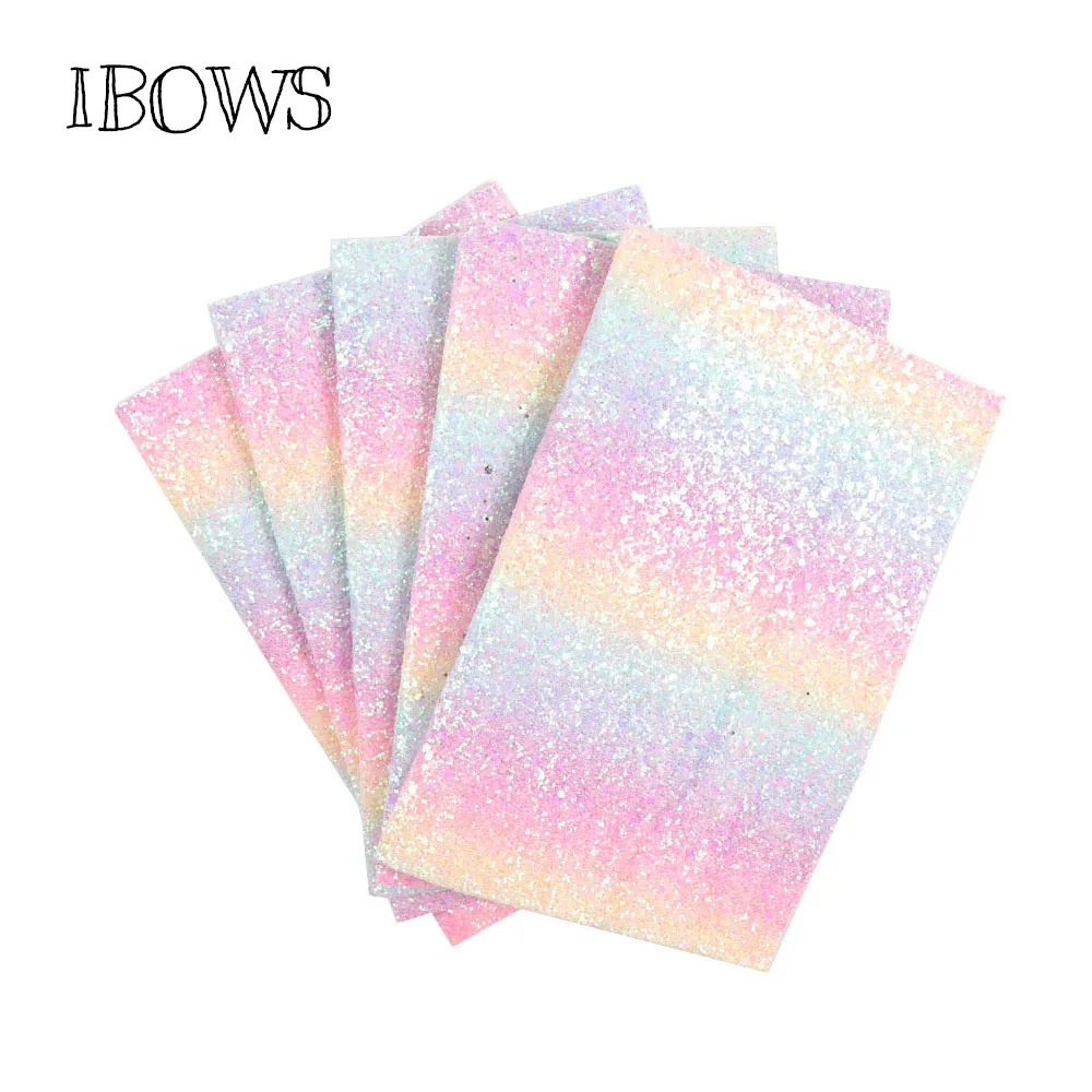 IBOWS 22*30 см блестящая синтетическая кожа ткань градиентная Радужная плотная блестящая ткань свадебное украшение DIY материалы для волос
