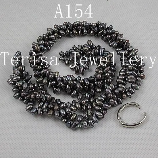 

New Free Shipping A154, Grade AAA Pearl ,Size 5-6mm Length 80inch,Black colorNatural Fresh Water Pearls 100% real pearl.