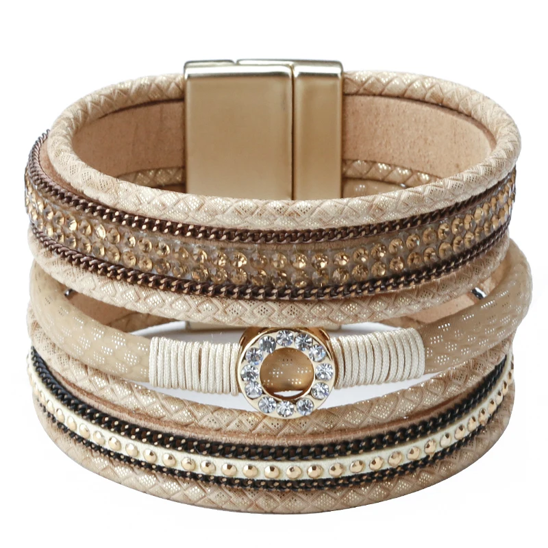 Женский браслет ALLYES широкий многослойный в этническом стиле украшения со