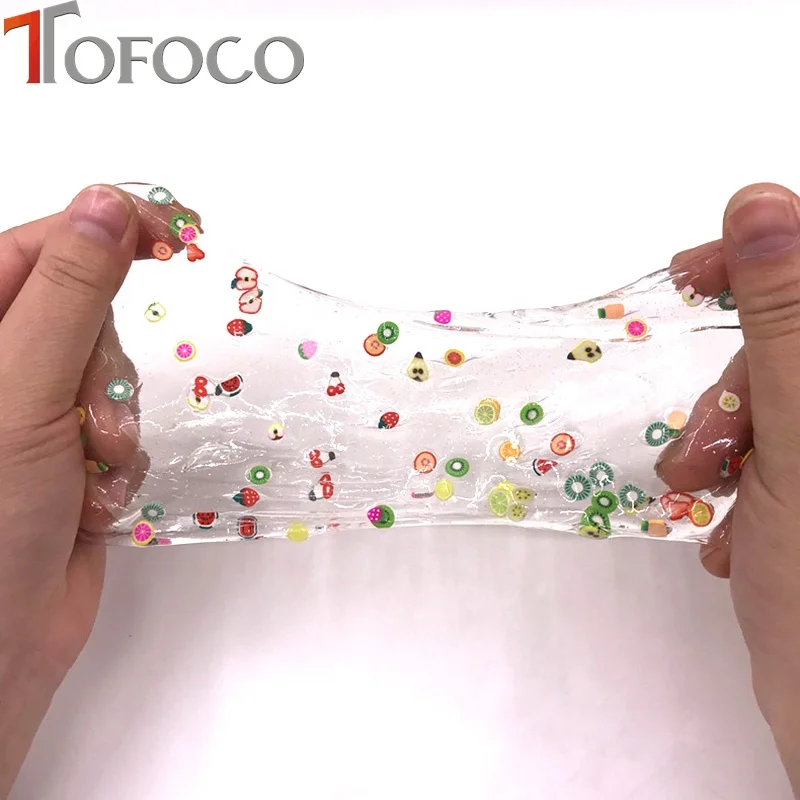 TOFOCO 3 коробки прозрачные слизи фруктовые ломтики смешанные Kawaii мягкая глина Diy