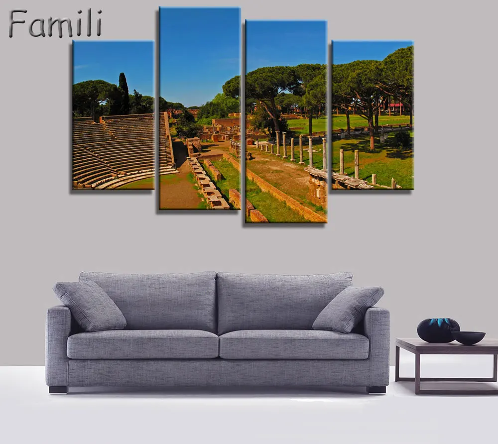 4pcs Winter Landscape Canvas Paintings Modern Pictures for Living Room Prints Wall Art Modular Painting Color | Дом и сад