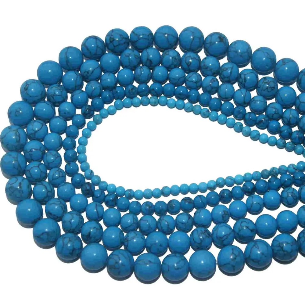 Blue Turquoise 4, 6, 8, 10 мм смесь природных камней Агаты бирюзы свободные каменные бусины для DIY изготовления браслета ожерелье ювелирные изделия - Цвет: Blue Turquoise