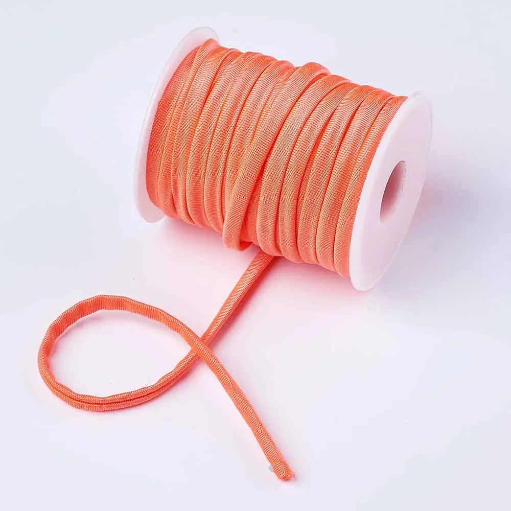 OrangeRed 20 Цветов 20 м/рулон 5 мм Мода Мягкая Крошечный Эластичный Нейлоновый Шнур нитки Темы Для Женщин Браслеты Колье DIY Ювелирных Изделий аксессуары - Цвет: OrangeRed