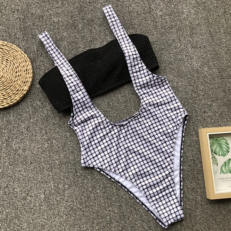 Bikinx плед с высоким вырезом купальник женский бандо Купальники Женская пляжная