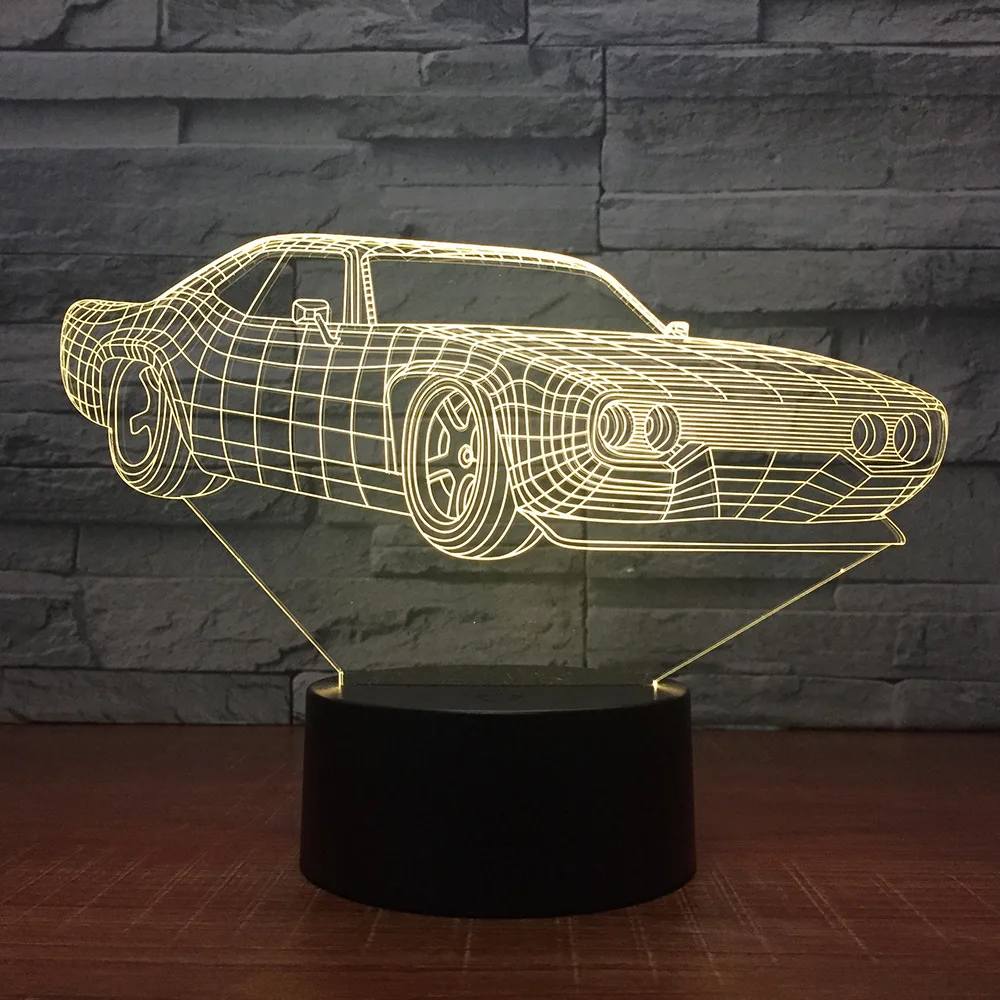 Супер Автомобильная настольная лампа 7 цветов изменяющаяся 3d новинка
