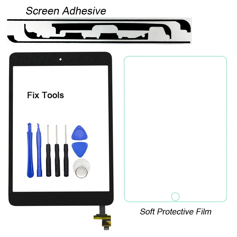 1 шт.(проверено) для iPad mini 1 2 A1432 A1455 A1489 A1490 A1454 дигитайзер сенсорный экран панель+ кнопка+ IC(подарки: инструменты для КЛЕЕВОЙ ПЛЕНКИ