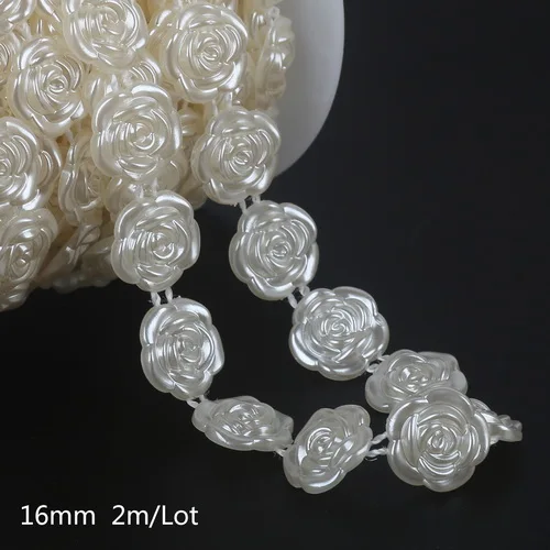 16mm 2m Много размеров 2-10 м/уп. ABS имитация жемчуга бусины цепь отделка для DIY Свадебная вечеринка украшения ювелирных изделий Ремесло АКСЕССУАРЫ - Цвет: 16mm 2m