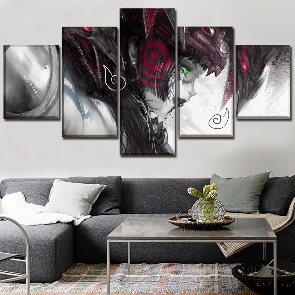 Уникальные картины на холсте с HD печатью настенное искусство 5 шт. аниме фэнтези
