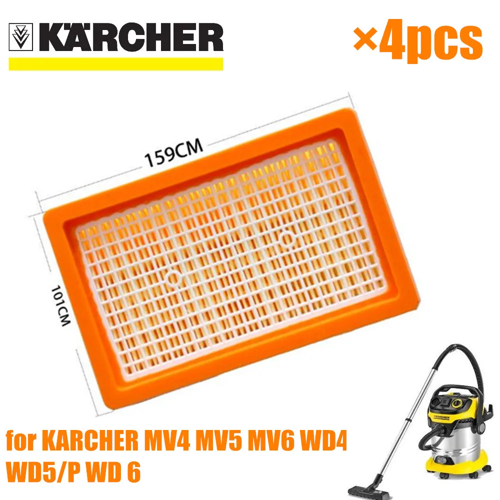 4 шт. фильтр KARCHER для KARCHER MV4 MV5 MV6 WD4 WD5 WD6 влажный и сухой пылесос Запасные части#2,863-005,0 hepa фильтры