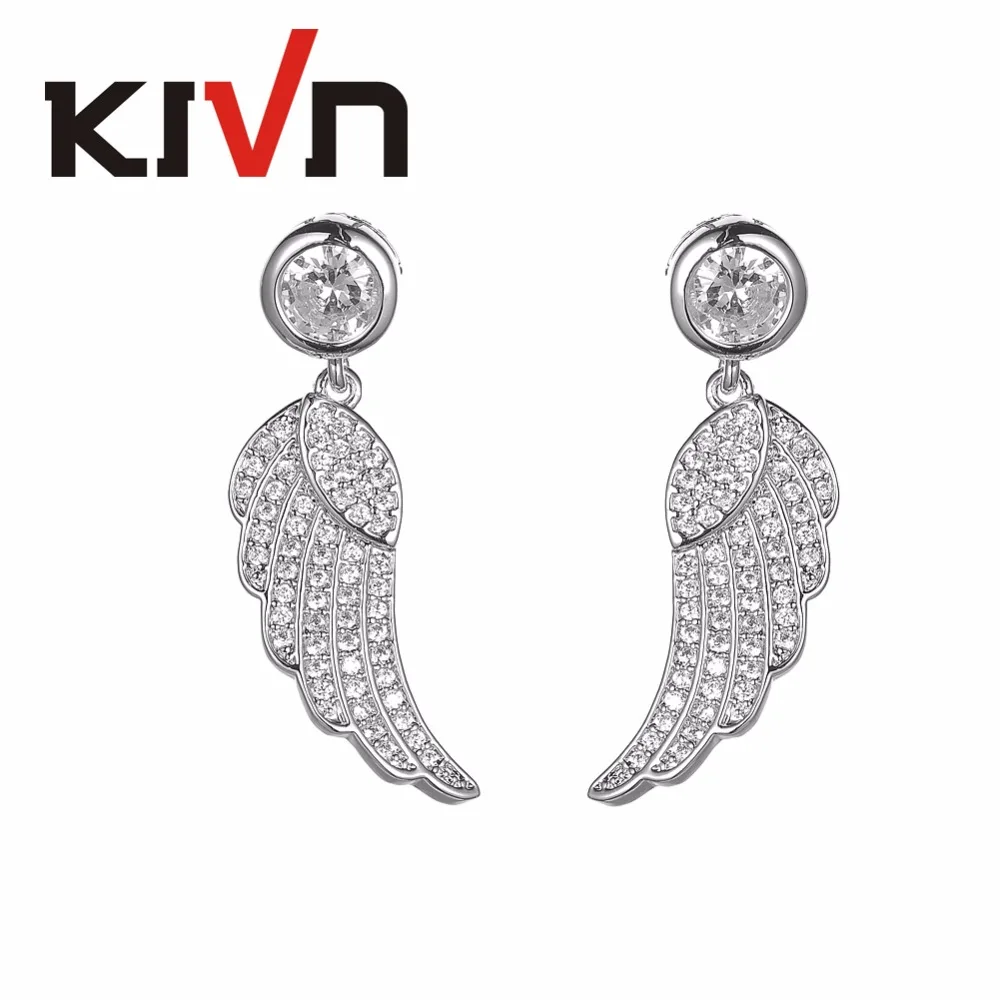 KIVN модные ювелирные изделия Элегантные болтающиеся Крылья ангела перо Проложить