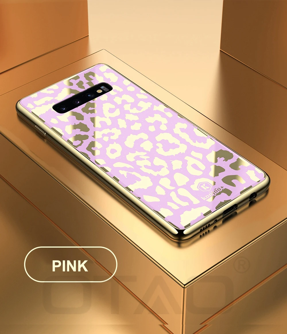 OTAO стеклянный чехол с леопардовым принтом для samsung Galaxy S9 S10 Plus S10e, Жесткий Чехол из поликарбоната для samsung Note 9, мягкий чехол из ТПУ с краями