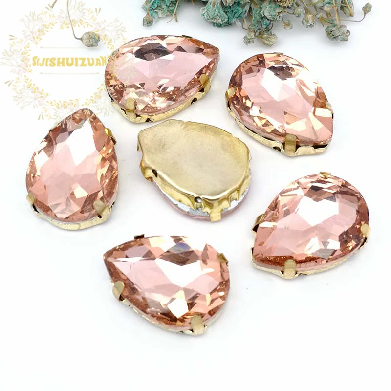 Хит продаж стразы из хрустального стекла в форме капли воды красного цвета с