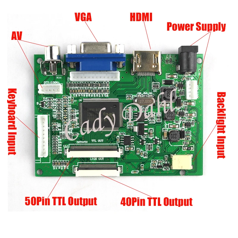 HDMI VGA 2AV 50 Pins 40 TTL плата контроллера + пульт дистанционного управления для Raspberry PI 3