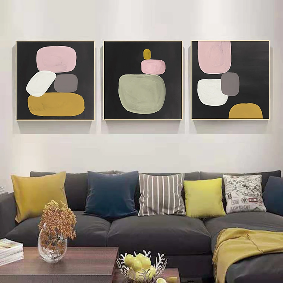 Минималистичные Абстрактные цветные картины на холсте роспись вручную