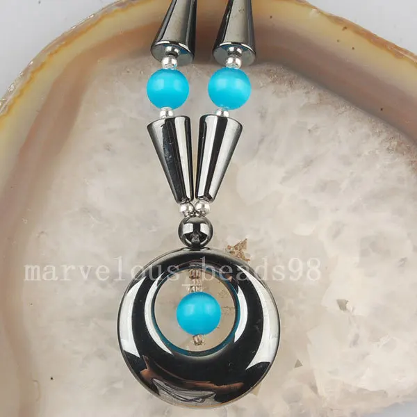 Бесплатная доставка Модные украшения черный немагнитных Гематит круглый кулон