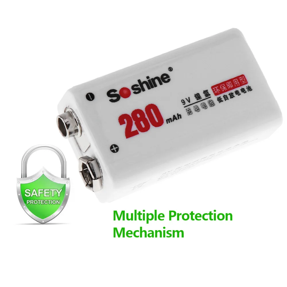 Soshine 280 мАч 9 В 6F22 аккумулятор Ni MH NiMH перезаряжаемый + коробка для хранения батарей