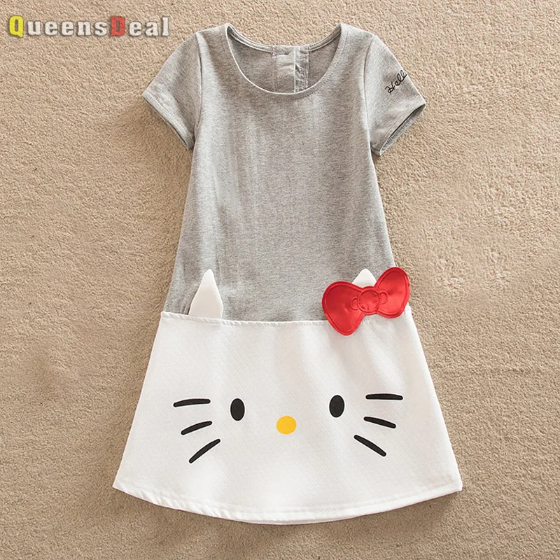 New Children Girl Cotton Clothing Cartoon Rabbit Cat Christmas Short Sleeve Dress Up Long Tees For 2-9 Year Kid Baby J553 J568 | Детская