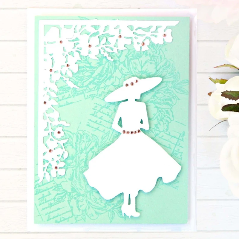 Металлический трафарет с цветочными краями и углами для рукоделия скрапбукинга