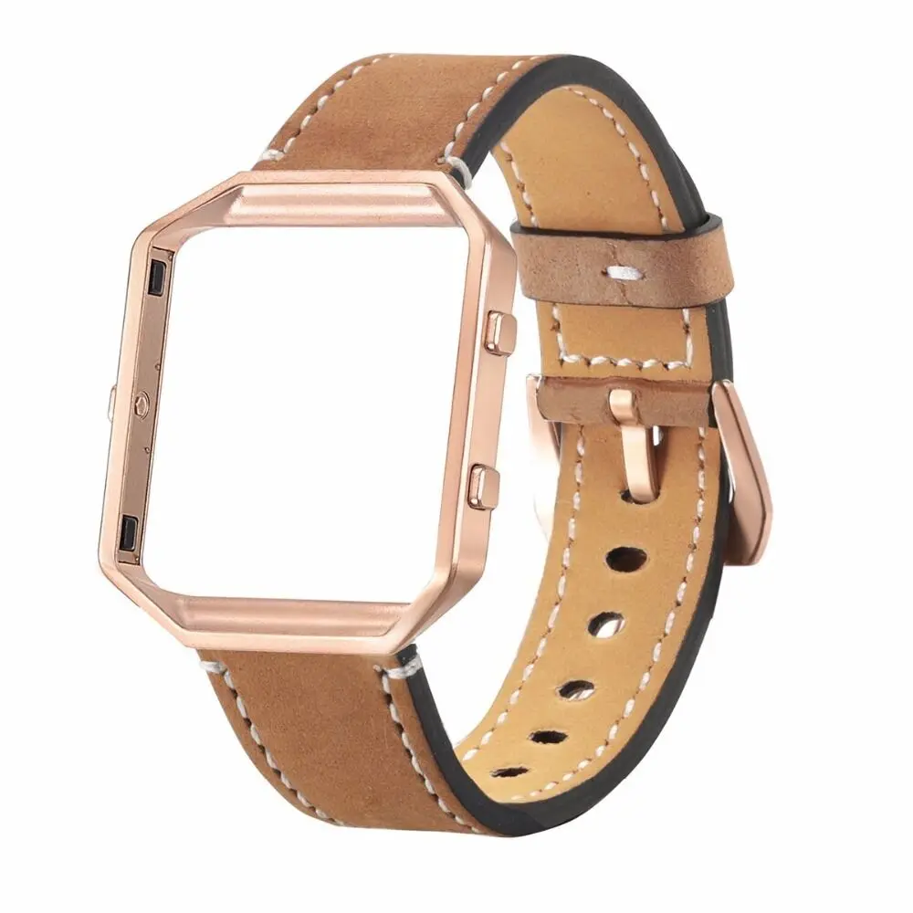Ремешок для часов из натуральной кожи для Fitbit Blaze, сменный ремешок+ Meatal Frame House Wrsit, ремешок для смарт-часов Fitbit Blaze