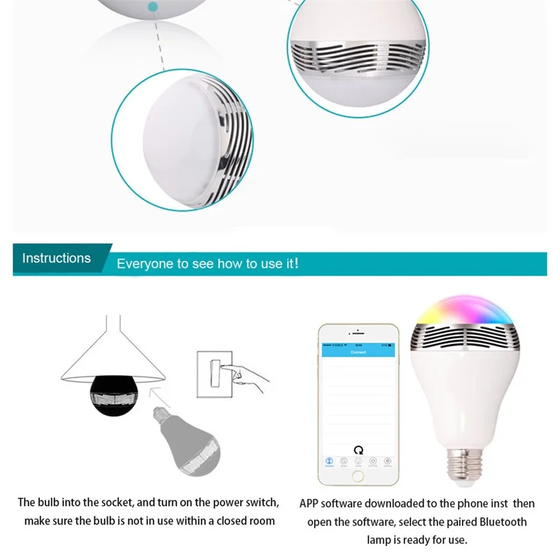 LumiParty светодиодный беспроводной Bluetooth RGB колонки лампочки воспроизведения музыки