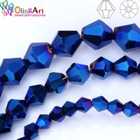olingart 3mm4mm6mm8mm bicone upscale austrian crystals plating blue color beads loose bead bracelet diy jewelry making