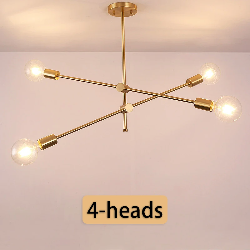 4 heads Молекулярная люстра, поворотная регулировка, роскошный латунный Цвет, для гостиной, столовой, спальни, Ins Magic Bean Wind, лампы - Цвет абажура: 4 heads