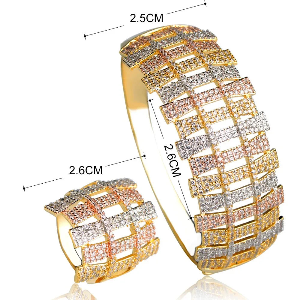 Набор ювелирных украшений Dazz из трех оттенков меди с полным покрытием Стразы для