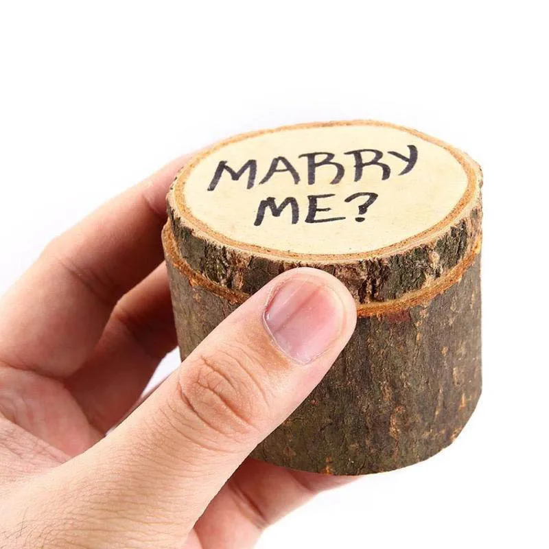 Деревенский Деревянные Кольца Поле MARRY ME кольцо держатель Box Обручение Валентина