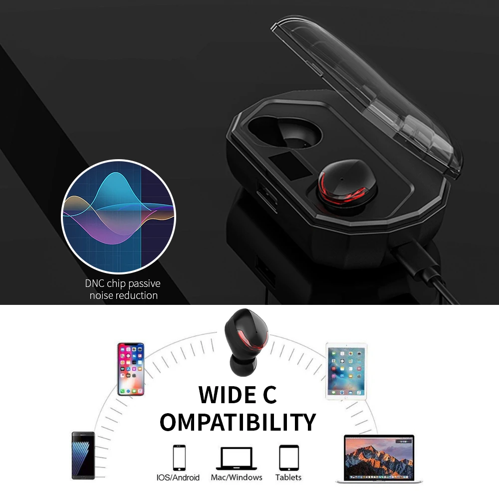 TWS R10 беспроводные наушники 5 0 Bluetooth 3D глубокий бас IPX5 для улицы с 2000 мАч