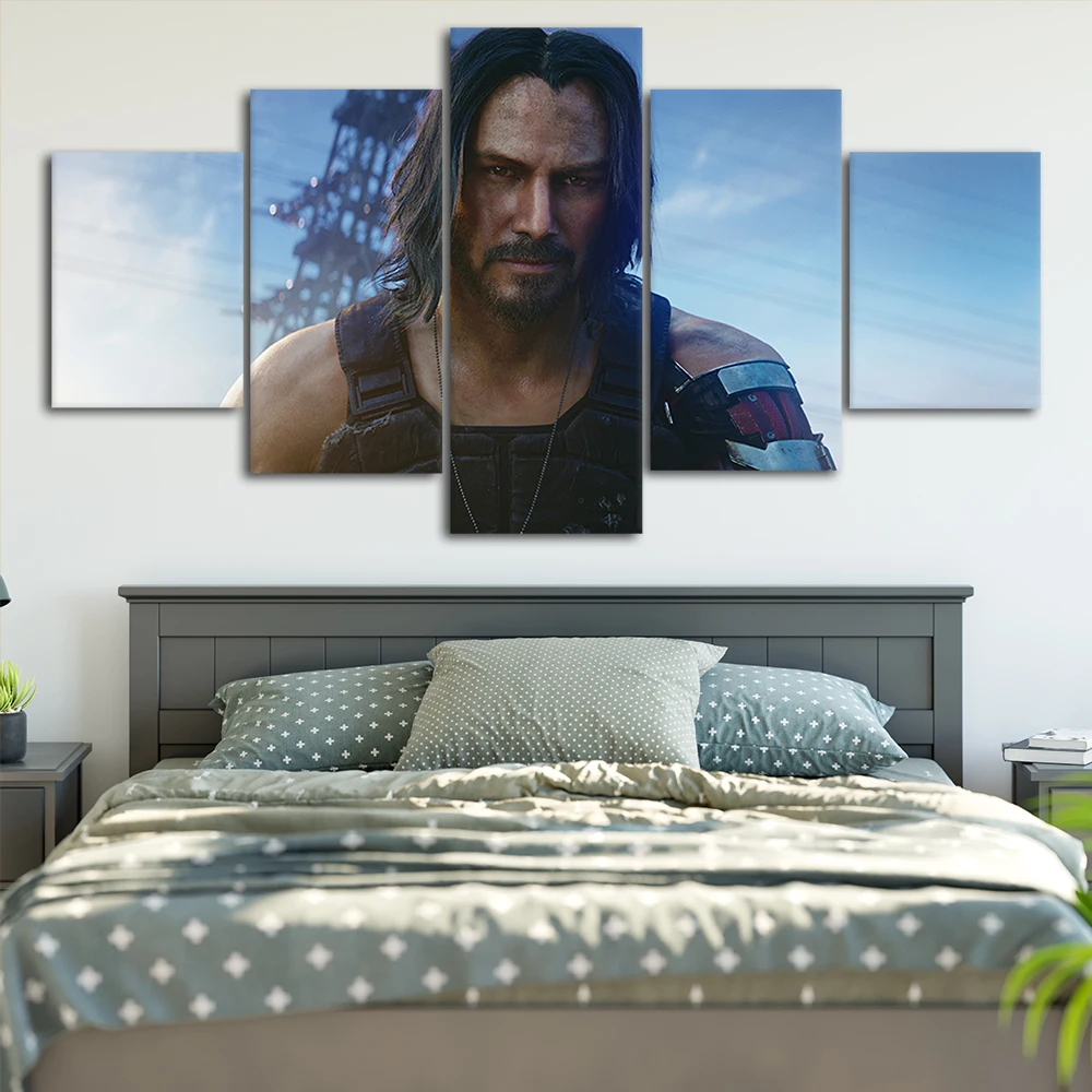 Cyberpunk 2077 Keanu Ривз Холст Плакаты украшения для дома стены искусства рамки 5 шт.