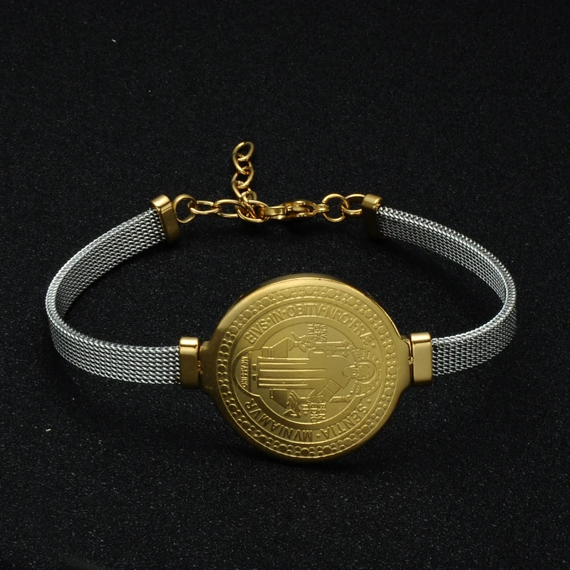 Золотой Цвет Винтаж Сан Бенито браслет для женщин из нержавеющей стали Вера