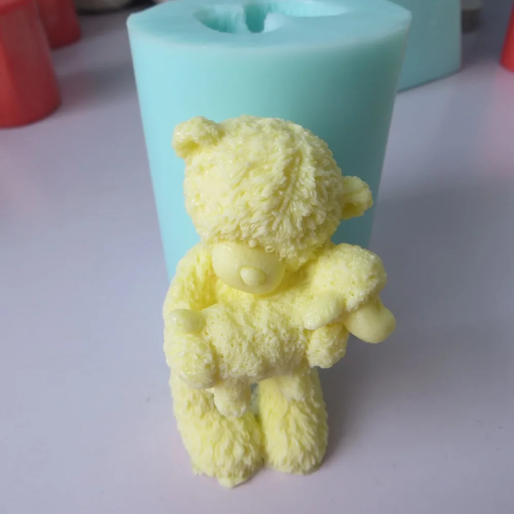Силиконовая форма для мыла 3d Медведь с овечкой силиконовая помадки формы