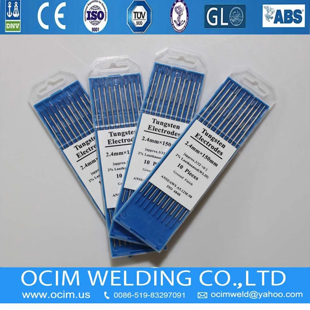 

10PCS Blue Tip TIG Welder Parts 2% Lanthanated Tungsten Electrode WL20 2.4*150mm 3/32*5.9 Inches
