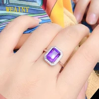 weainy natural amethyst rings real 925 sterling silver womens gemstone fine jewelry ring party anniversary gifts big size 4 13