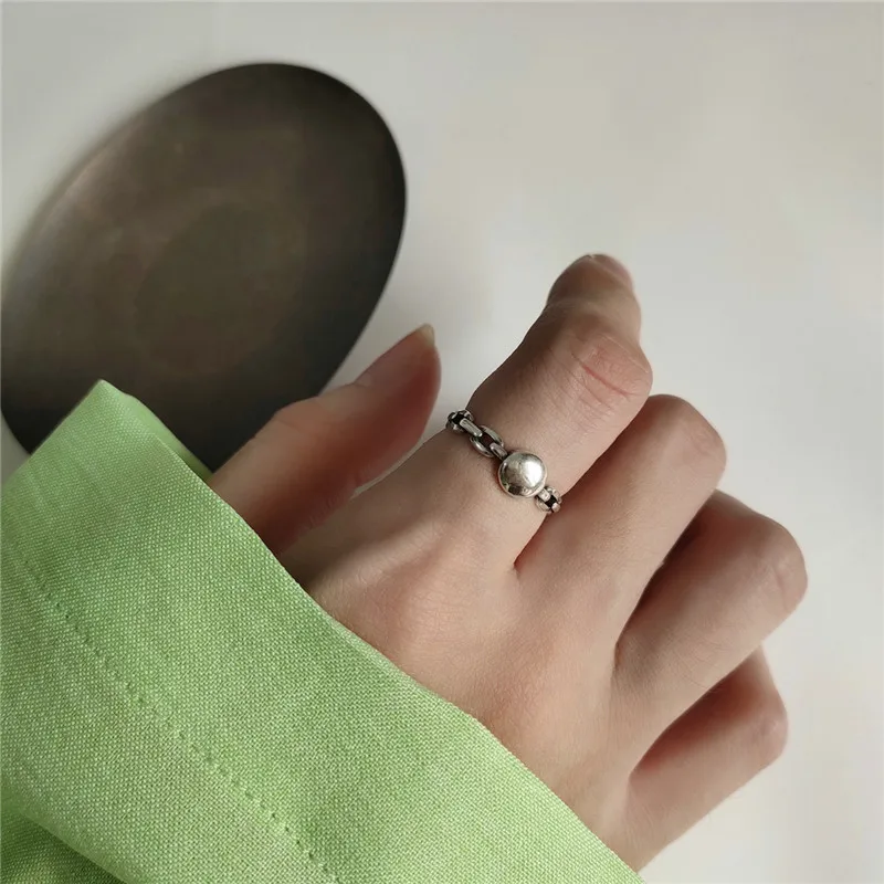 Античная 925 пробы серебряные цепи кольца для мужчин и женщин минималистичные