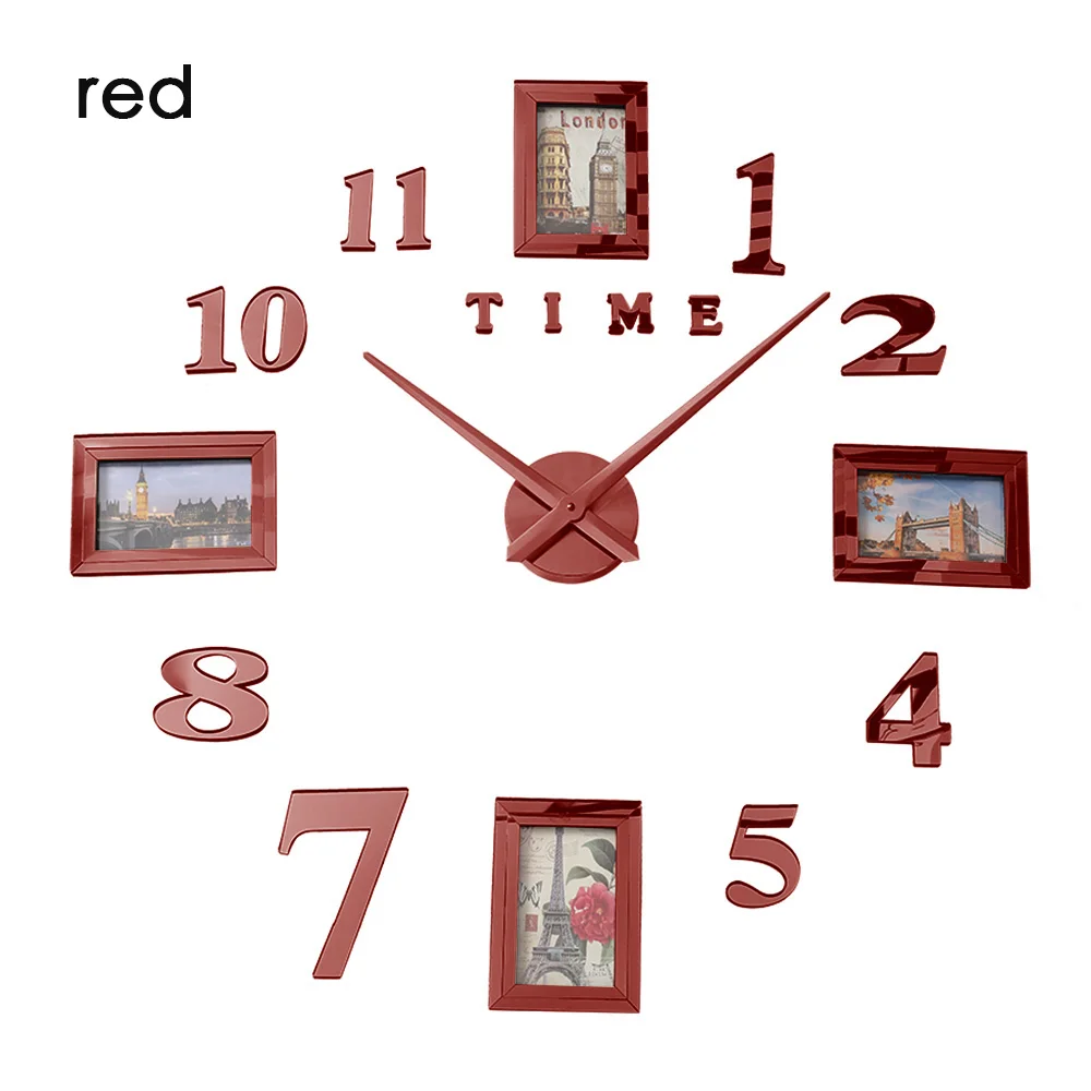 wall clock red Фоторамка Saat настенные часы Horloge Reloj De Pared Duvar Saati Relogio De Parede Klok современный дизайн настенные часы 3d большие светящиеся - Цвет: wall clock red