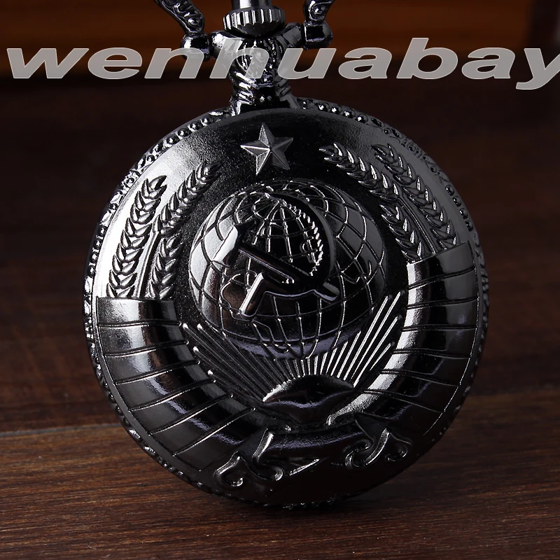 2015 New Soviet Sickle hammer cepn n monot Style Quartz Pocket Watch Men women Vintage Black Pendant Men's Women's Gifts P341 |